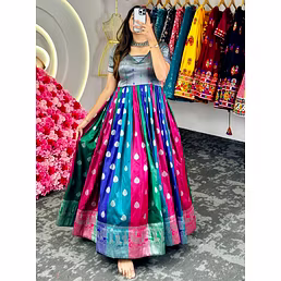 Stunning Dola Silk Jacquard Weave Dress with Padded Inner