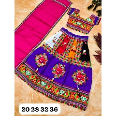 Stunning Chain Stitch Embroidered Cotton Lehenga Set for Girls (3-14 years)