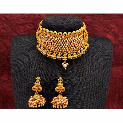 Laxmi design choker style necklace set-NS-7522-347