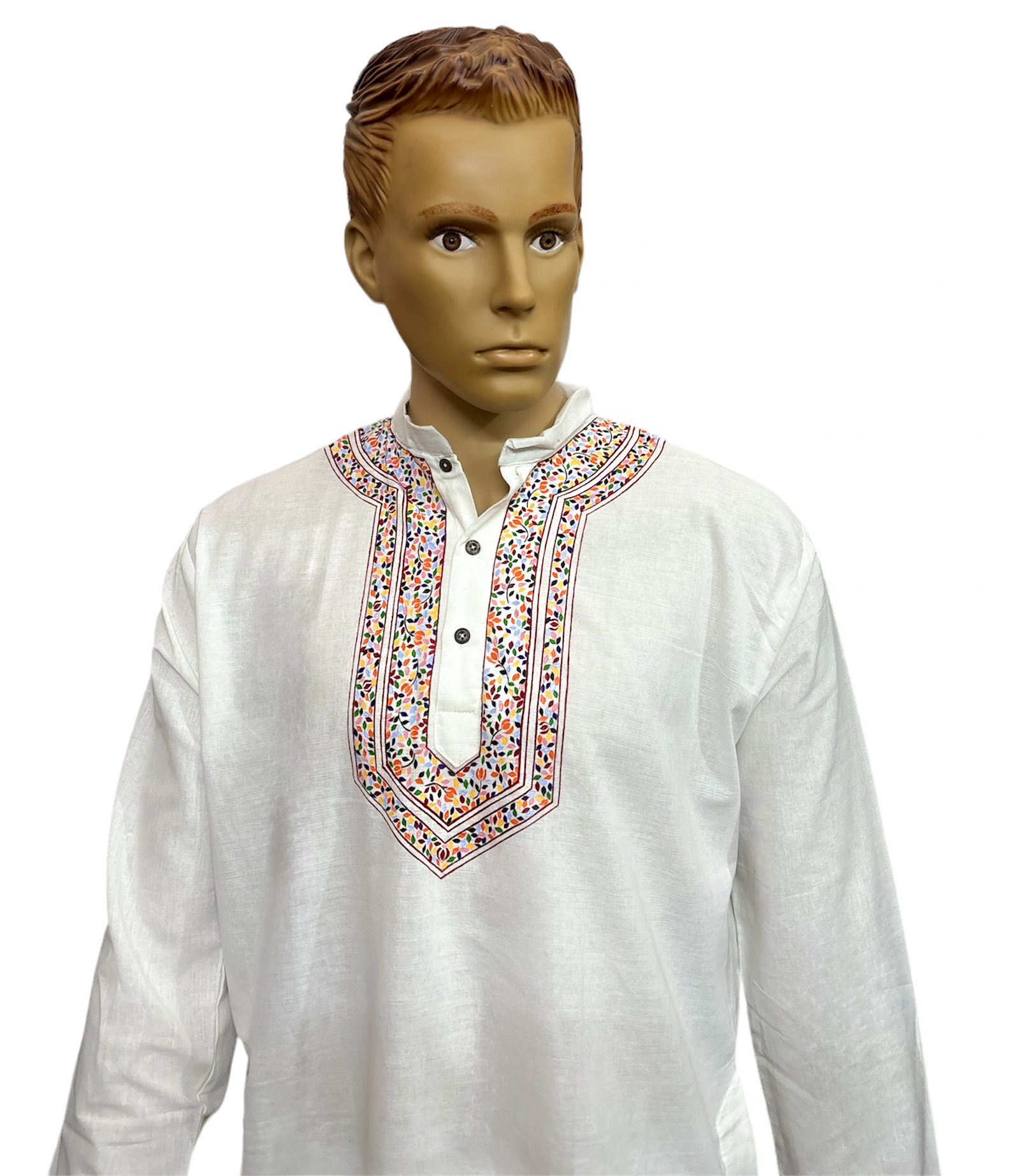 AUTHENTIC WHITE HAND-PAINTED ETHNIC KURTA-M-2