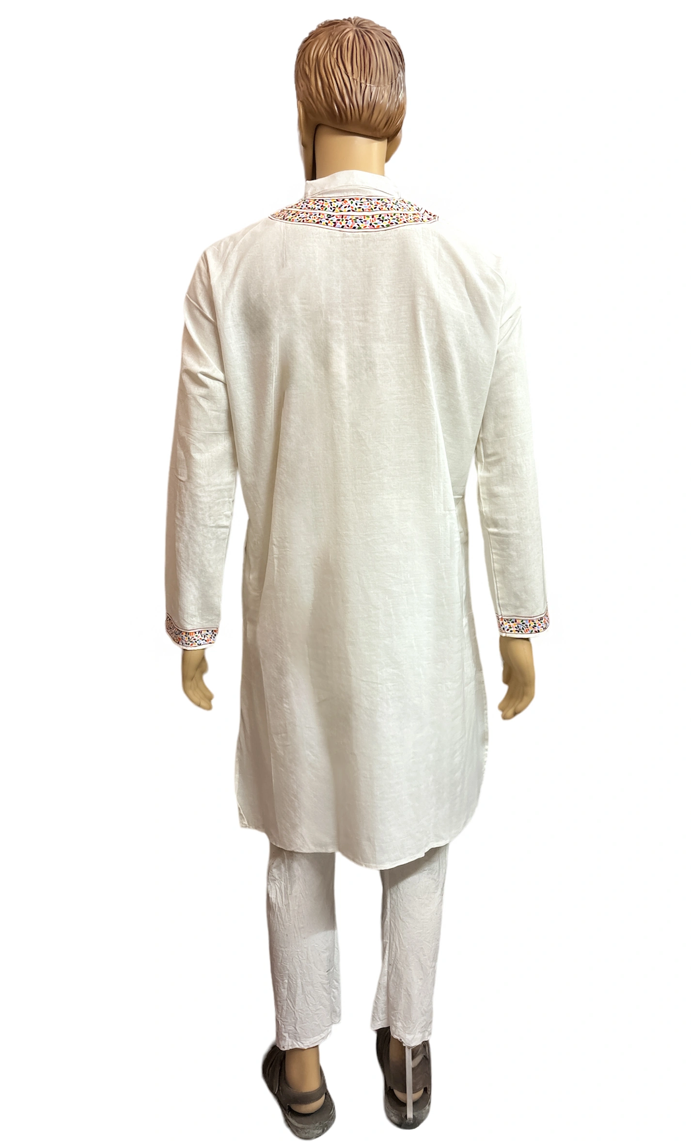 AUTHENTIC WHITE HAND-PAINTED ETHNIC KURTA-M-4