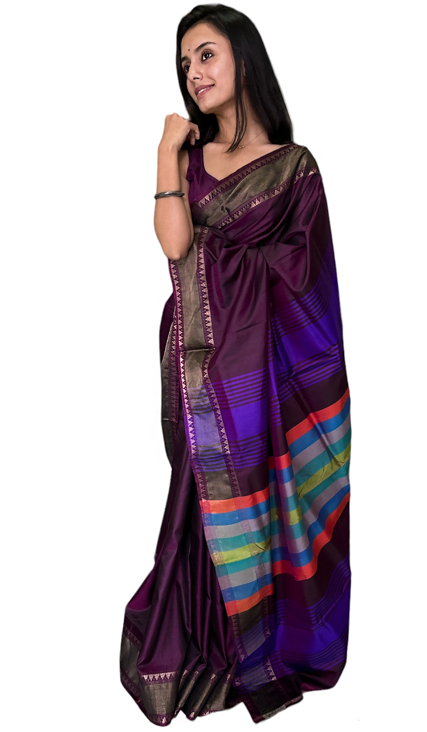 Pure Bishnupuri Katan Silk-Violet-1