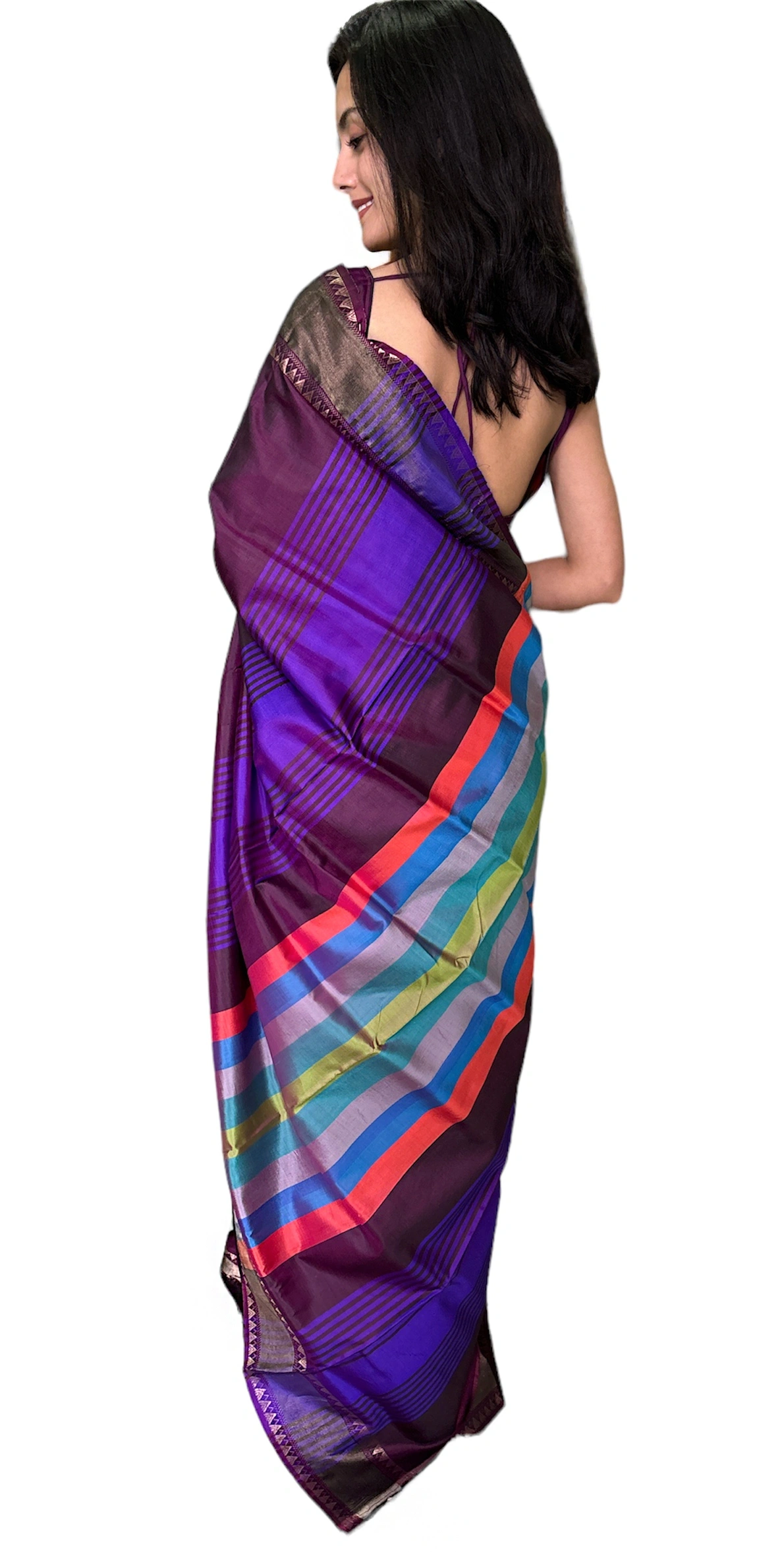 Pure Bishnupuri Katan Silk-Violet-2