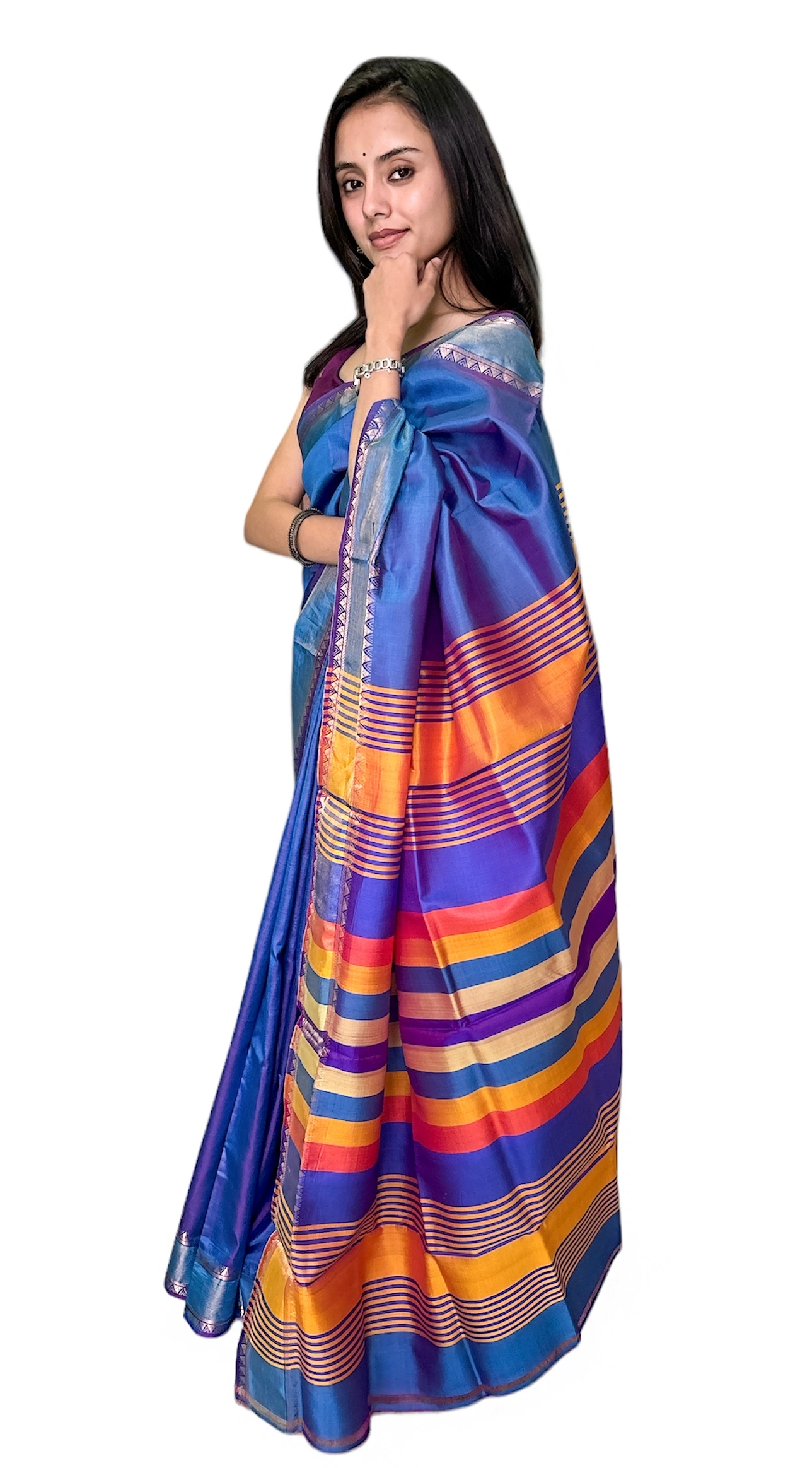 Pure Bishnupuri Katan Silk-Blue-1