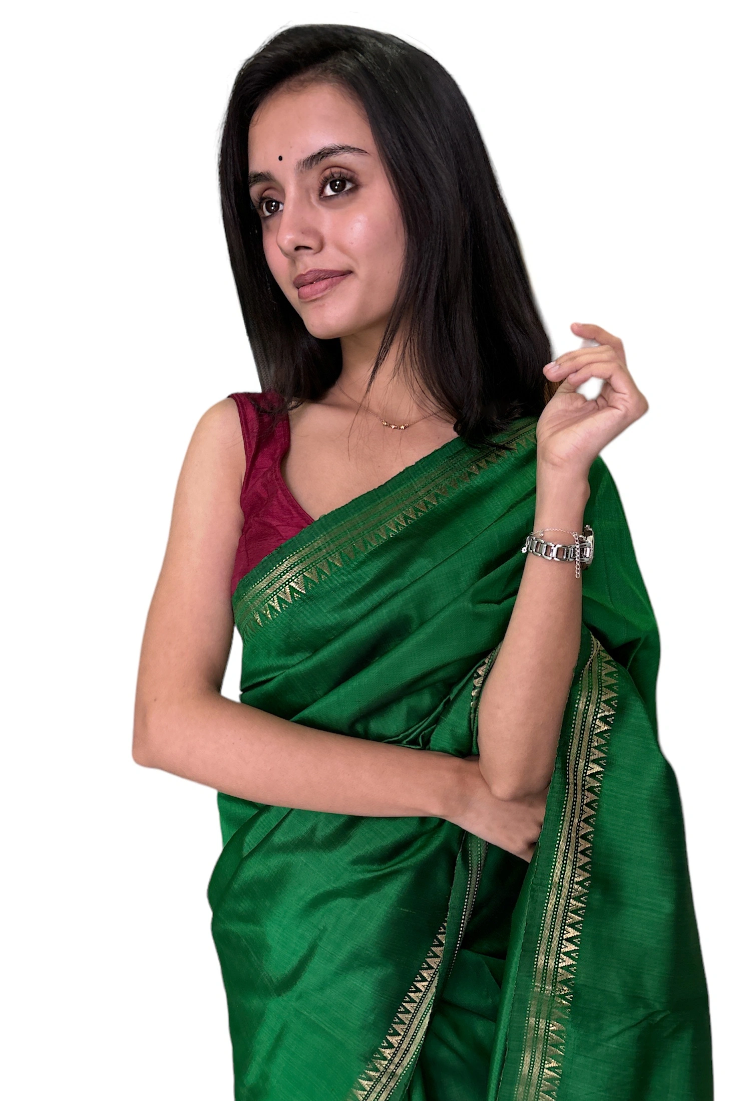 Pure Bishnupuri Katan Silk-Green-1