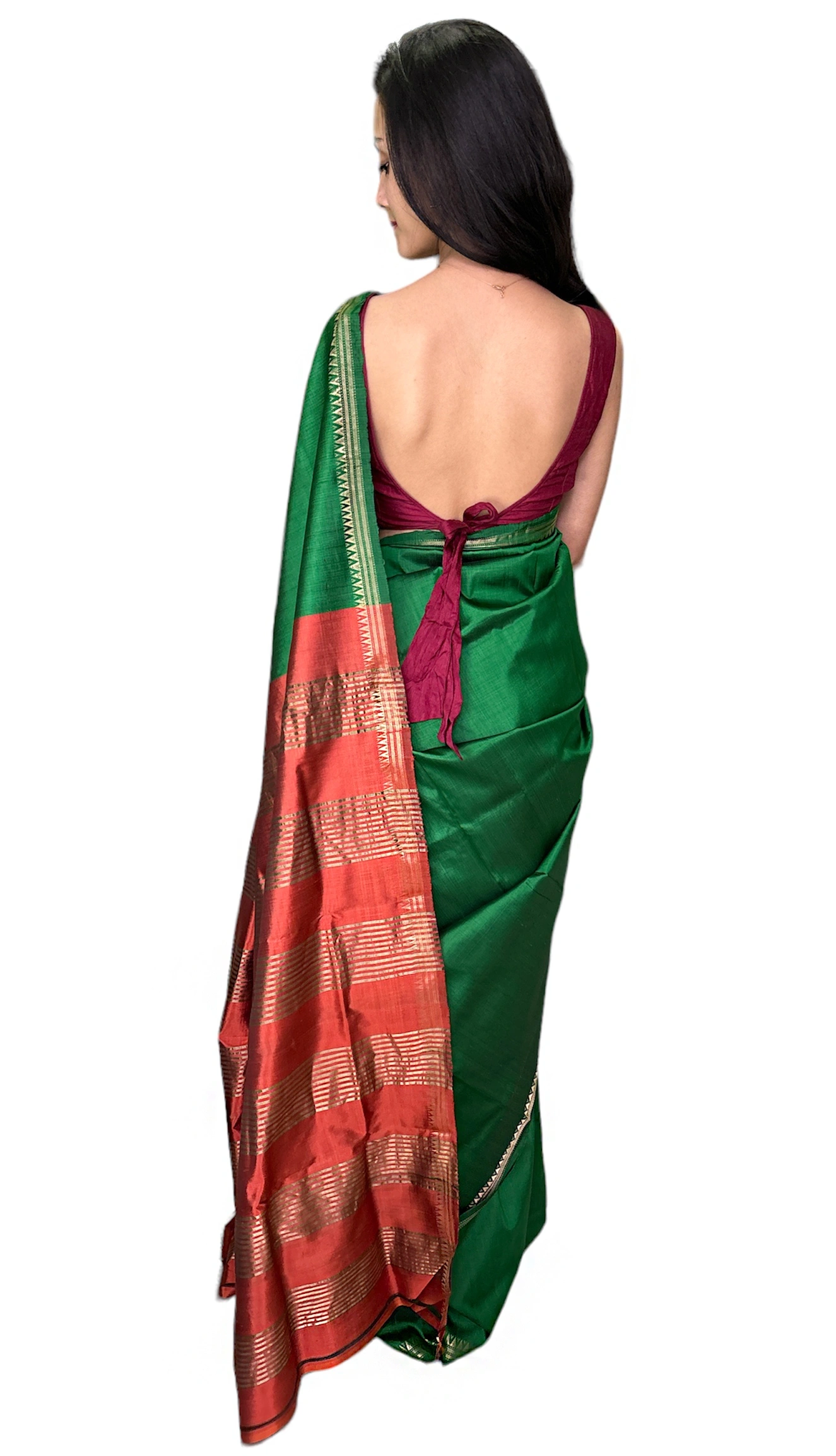 Pure Bishnupuri Katan Silk-Green-2