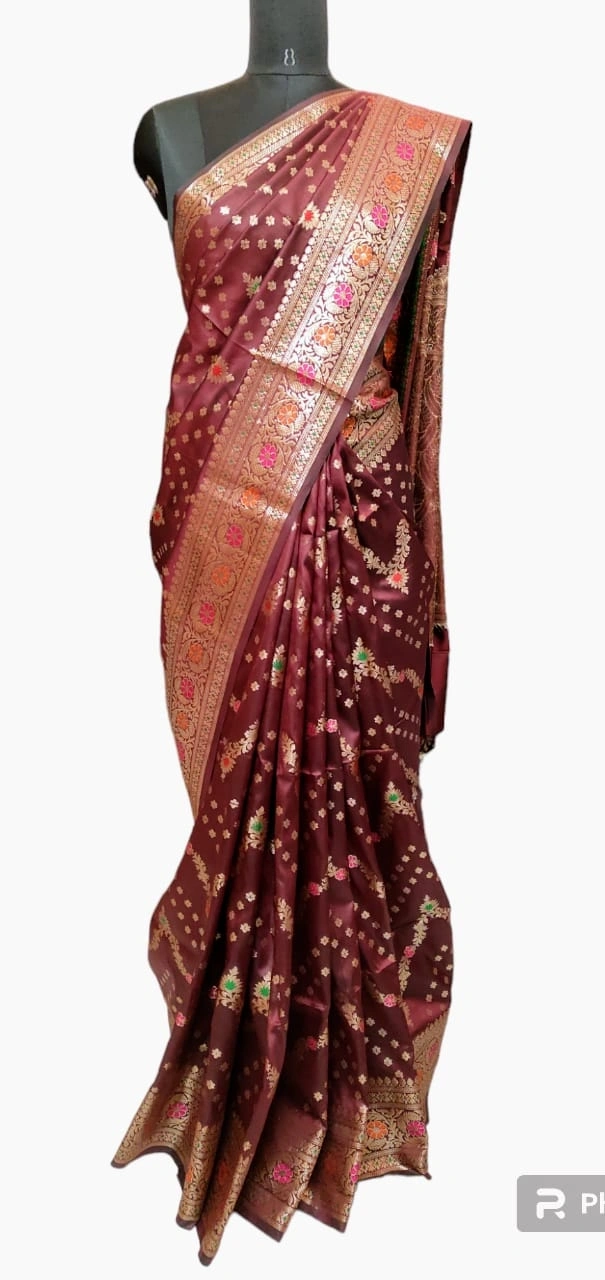 Mroon Varanasi Silk Saree-Raw1013