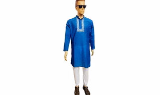 Blue Hand- Painted Kurta Straight Button Kurta Design- Modern Abstract