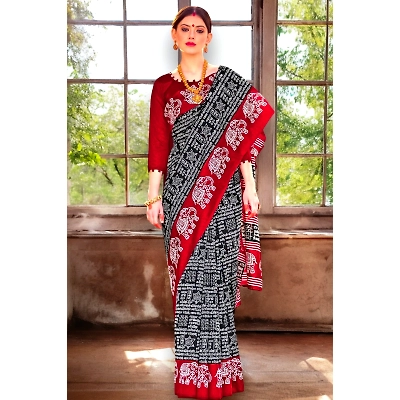 Azrak Digital printed Silk Saree with running Blouse Piece 1