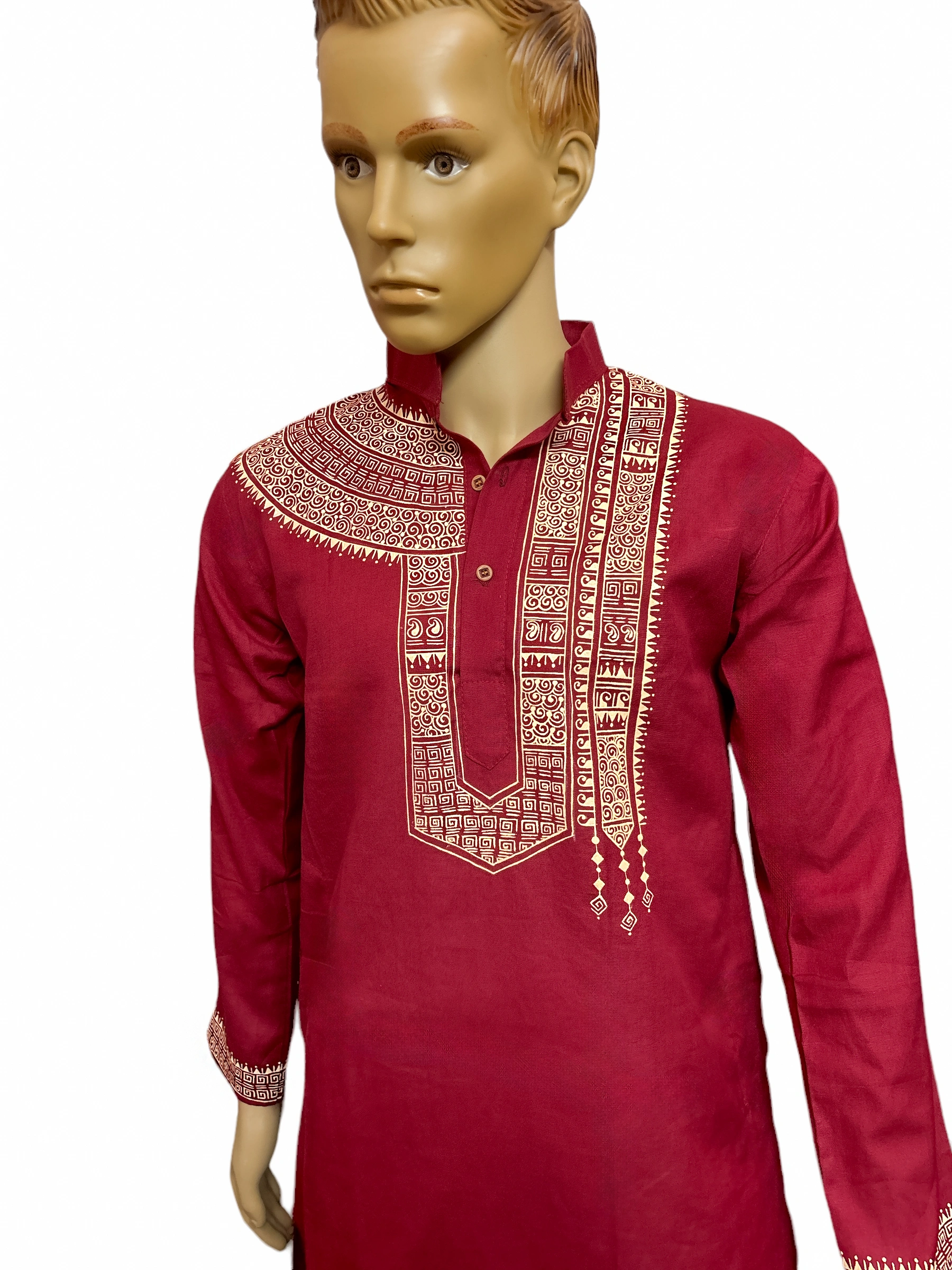 Exclusive Hand- Painted Khadi Cotton Kurta for Men-M-2