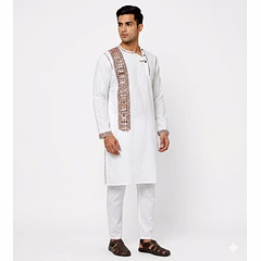 Authentic Madhubani Warli Fusion Designed Hand Painted Kurta for Men
