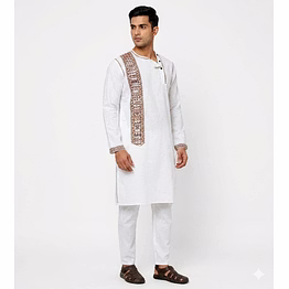 authentic madhubani warli fusion designed hand painted kurta for men
