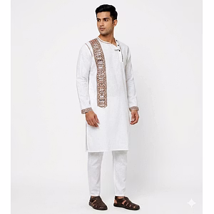 Authentic Madhubani Warli Fusion Designed Hand Painted Kurta for Men