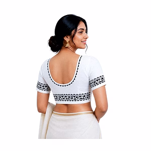 RAW CRAFT's Hand-Painted Jamdani Designed Readymade Blouse For Women