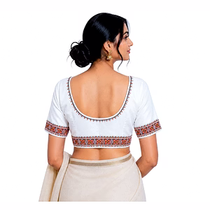 RAW CRAFT's Authentic Hand-Painted Floral Designed Readymade Blouse For Women