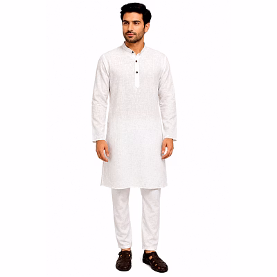 raw craft's pure cotton solid kurta for men