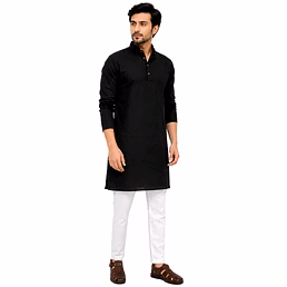 RAW CRAFT's Authentic Pure Cotton Solid Kurta for Men