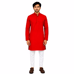 RAW CRAFT's Pure Cotton Solid Kurta for Men