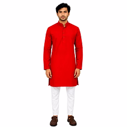 RAW CRAFT's Pure Cotton Solid Kurta for Men