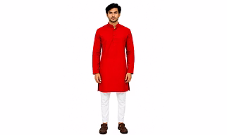 RAW CRAFT's Pure Cotton Solid Kurta for Men