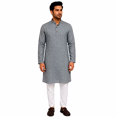 RAW CRAFT's Pure Cotton Solid Kurta for Men