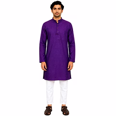 RAW CRAFT's Pure Cotton Solid Kurta for Men