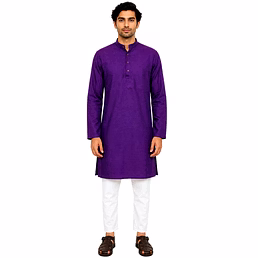 RAW CRAFT's Pure Cotton Solid Kurta for Men
