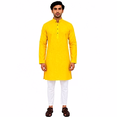 RAW CRAFT's Pure Cotton Solid Kurta for Men