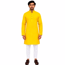 RAW CRAFT's Pure Cotton Solid Kurta for Men