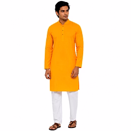 RAW CRAFT's Pure Cotton Solid Kurta for Men