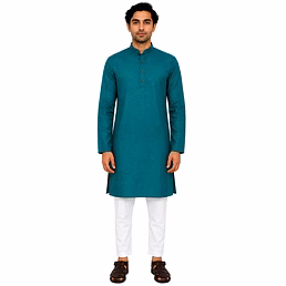 RAW CRAFT's Pure Cotton Solid Kurta for Men