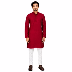 RAW CRAFT's Pure Cotton Solid Kurta for Men