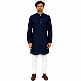 RAW CRAFT's Pure Cotton Solid Kurta for Men