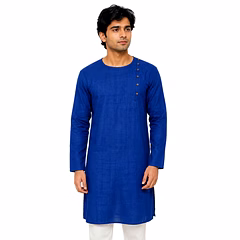 RAW CRAFT's Pure Cotton Solid Side Buttoned Kurta for Men