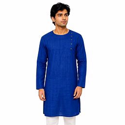 RAW CRAFT's Pure Cotton Solid Side Buttoned Kurta for Men