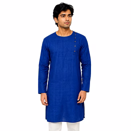 raw craft's pure cotton solid side buttoned kurta for men