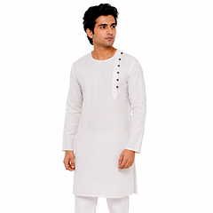 RAW CRAFT's Pure Cotton Solid Side Buttoned Kurta for Men