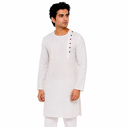 RAW CRAFT's Pure Cotton Solid Side Buttoned Kurta for Men