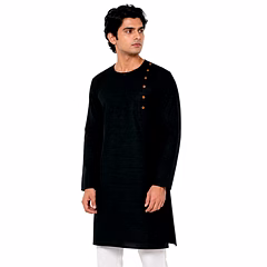 RAW CRAFT's Pure Cotton Solid Side Buttoned Kurta for Men
