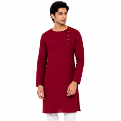 RAW CRAFT's Pure Cotton Solid Side Buttoned Kurta for Men