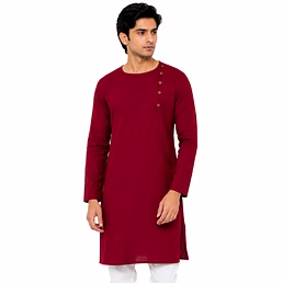 RAW CRAFT's Pure Cotton Solid Side Buttoned Kurta for Men