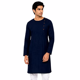 RAW CRAFT's Pure Cotton Solid Side Buttoned Kurta for Men