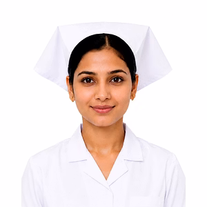 Premium White Buckram Nursing Cap for Female Nurses of  West Bengal Government Medical College & Hospital