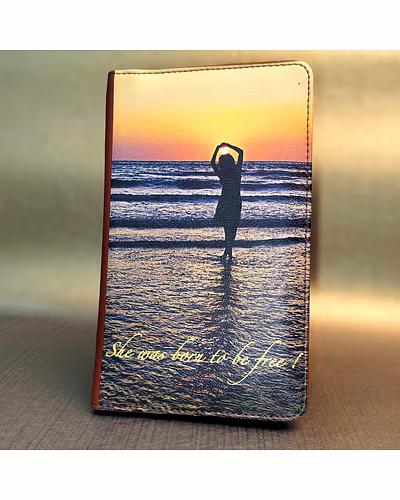 She Was Born To Be Free Brown Vegan Leather Travel Wallet-12437713