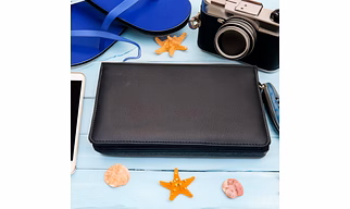 Black Vegan Leather Travel Wallet