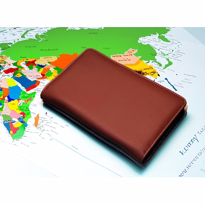 brown vegan leather travel wallet