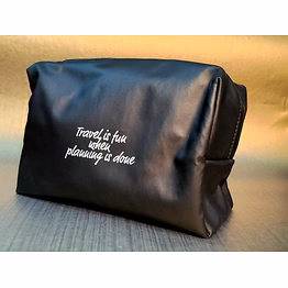 black vegan leather travel pouch