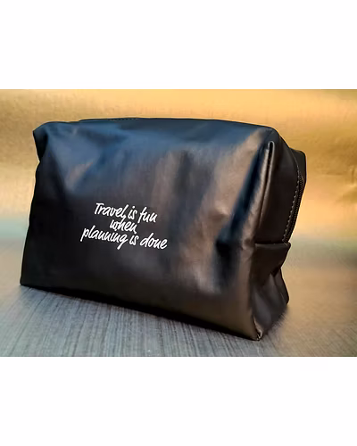 Black Vegan Leather Travel Pouch-12450798