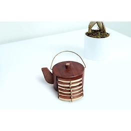Wooden Kettle Handmade Drink Coasters - Set of 6