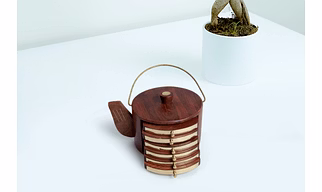 Wooden Kettle Handmade Drink Coasters - Set of 6